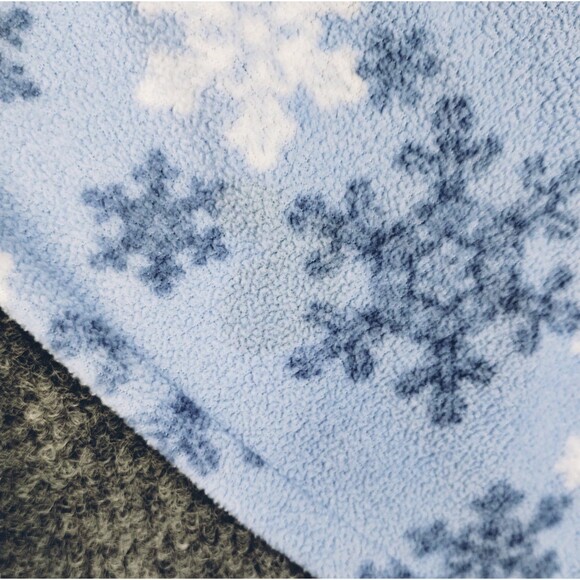 Vintage Flannel Nightgown Size PM Satin Ribbon Lace Embroidery Blue Snowflake - Picture 7 of 8